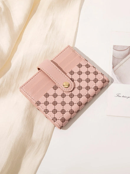Luxury Classic Folding Wallet Small Lightweight Women's Wallet Retro Print Mini Card Holder Multi-function ID Card Coin Purse