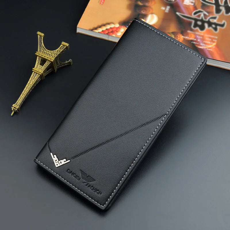 NEW Men Luxury PU Leather Wallet ID Credit Bank Card Holder Purse Checkbook Money Long Clutch Bifold Male Standard Wallets
