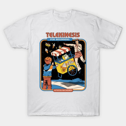 Telekinesis For Beginners T-Shirt Funny illustration pattern Short Sleeves Men Women Loose Cotton T Shirt O-Neck Breathable Tees