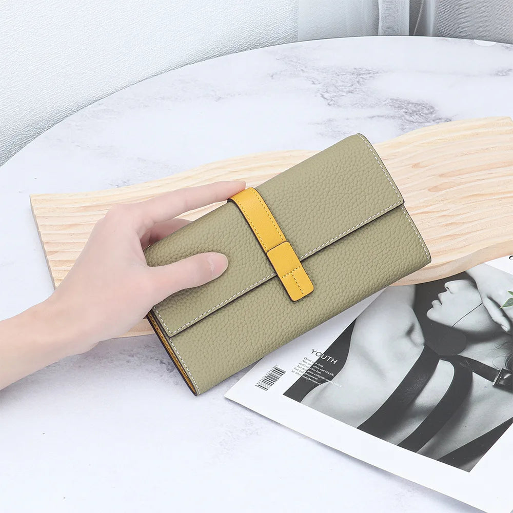 Luxury Genuine Leather Women Long Wallet  Female Card Holder Clutch Bag Classic Ladies Fashion Design Leather Coin Purse