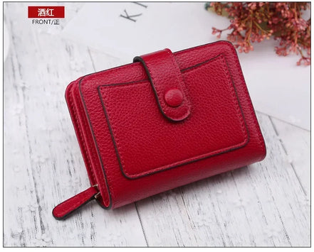 Luxury Brand Women Wallets Red Black PU Leather Small Mini Coin Purse Hasp Card Holder Lady Wallet Zipper Female Leather Buckle
