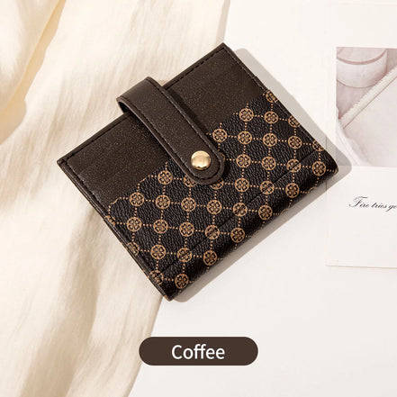 Luxury Classic Folding Wallet Small Lightweight Women's Wallet Retro Print Mini Card Holder Multi-function ID Card Coin Purse