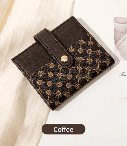 Luxury Classic Folding Wallet Small Lightweight Women's Wallet Retro Print Mini Card Holder Multi-function ID Card Coin Purse