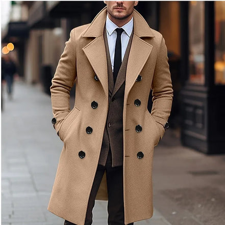 Fashionable Men's Woolen Coat Mid-Length Stylish Windbreaker Jacket in Various Colors And Sizes Urban Casual Winter Outerwear
