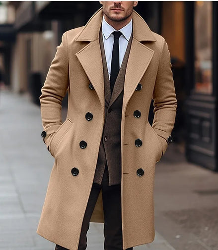 Fashionable Men's Woolen Coat Mid-Length Stylish Windbreaker Jacket in Various Colors And Sizes Urban Casual Winter Outerwear